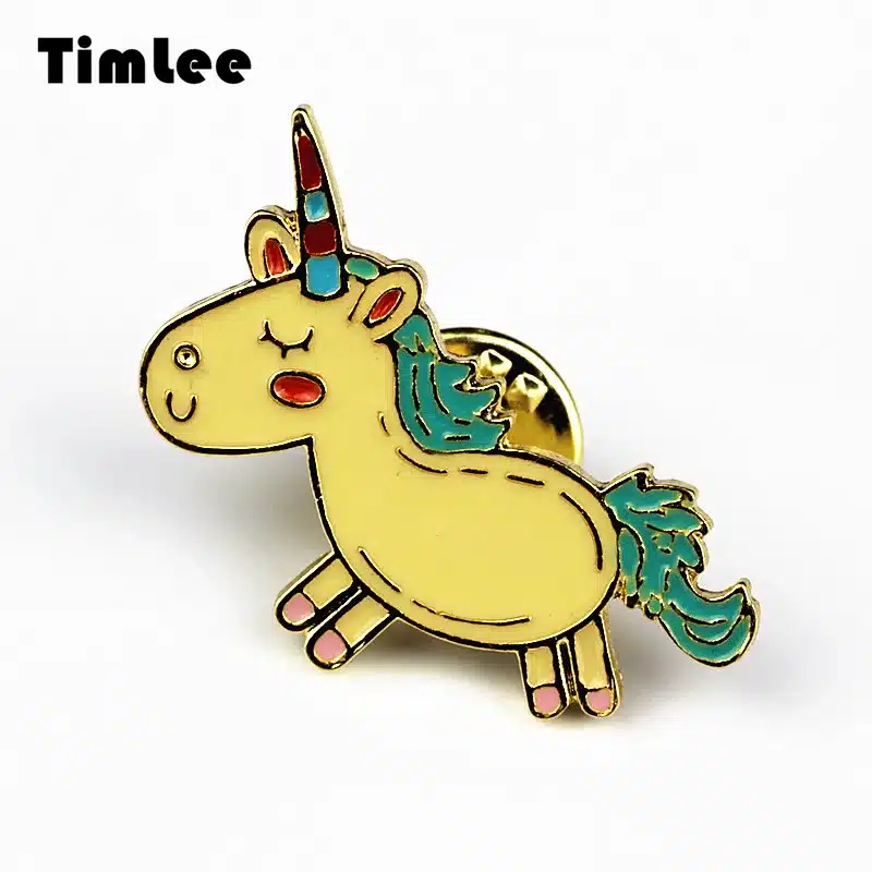 Timlee X223 New Cartoon Lovely Animals Unicorn Metal Brooch Pins Fashion Jewelry Wholesale 10