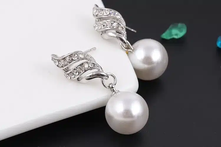17KM Fashion Women Necklace Earrings Jewelry Sets Crystal Gold Color Big Simulated Pearl Wedding Party Jewelry Sets For Women 39