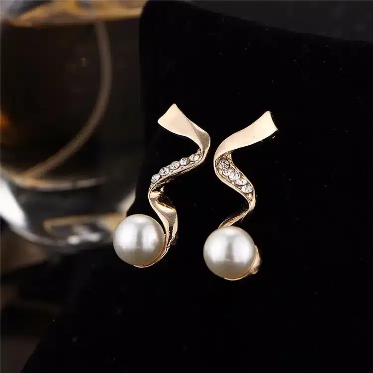 17KM Vintage Simulated Pearl Jewelry Sets For Women Wedding Bridal Crystal Necklace Earrings Gold Color Bracelet African Set 43