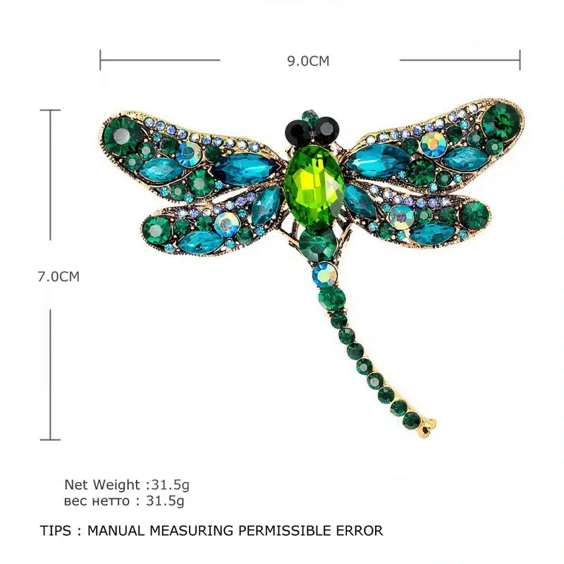 MloveAcc Dragonfly Brooches Corsages Jewelry Shining Crystal Vintage Brooch Crystal Big Broches Scarf Clothes Hijab Pins Up 11