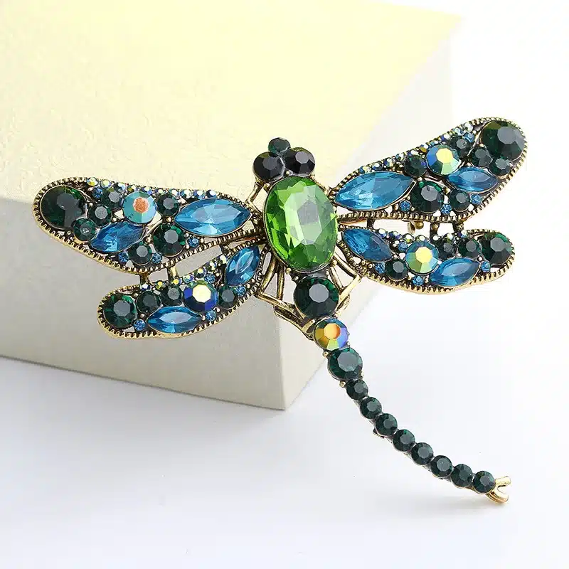 MloveAcc Dragonfly Brooches Corsages Jewelry Shining Crystal Vintage Brooch Crystal Big Broches Scarf Clothes Hijab Pins Up 12