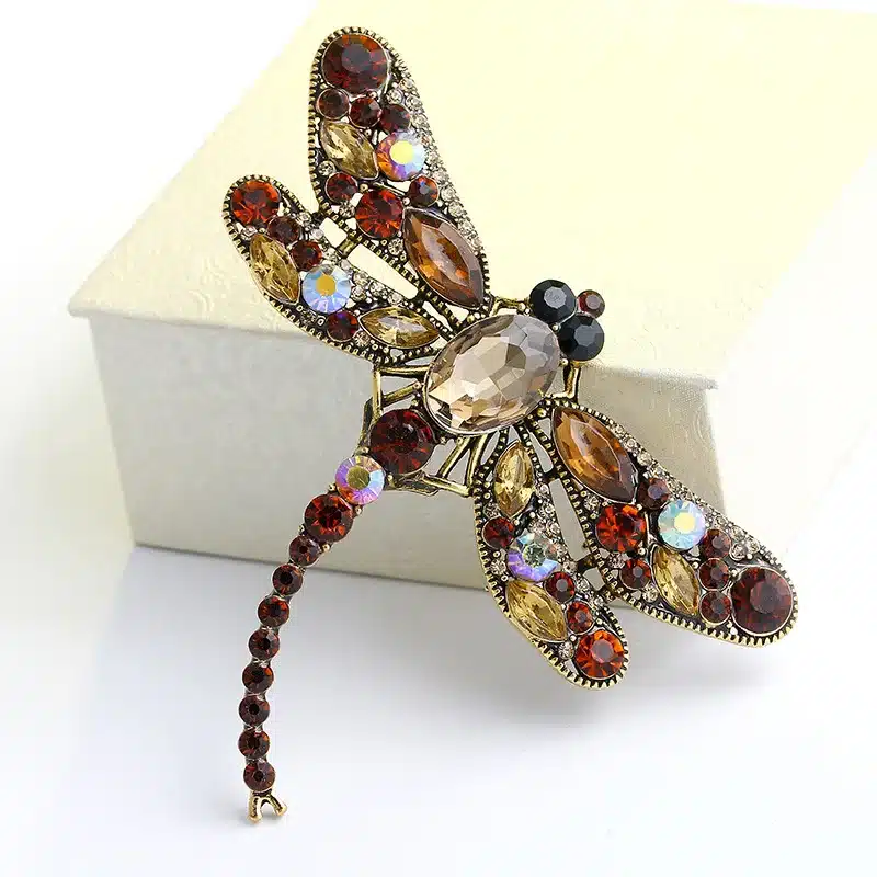 MloveAcc Dragonfly Brooches Corsages Jewelry Shining Crystal Vintage Brooch Crystal Big Broches Scarf Clothes Hijab Pins Up 13