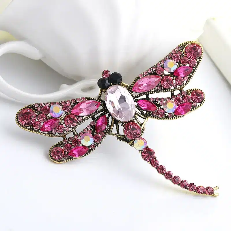 MloveAcc Dragonfly Brooches Corsages Jewelry Shining Crystal Vintage Brooch Crystal Big Broches Scarf Clothes Hijab Pins Up 17