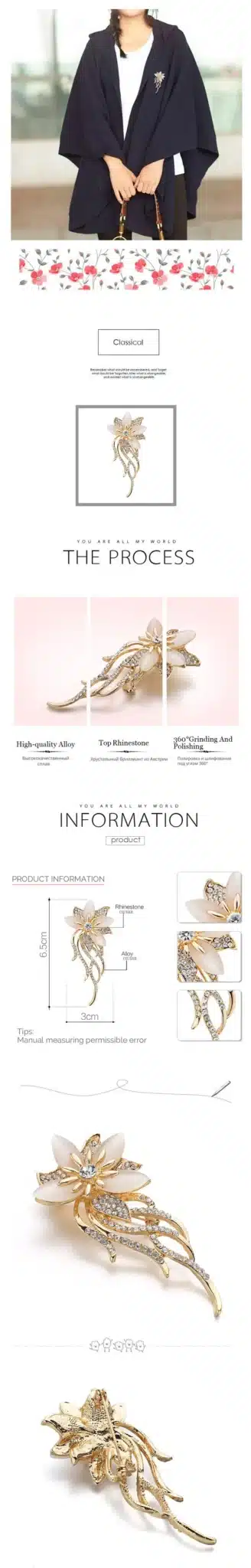 Noble Opal Crystal Flower Brooch Pin Garment Accessories Jewelry For Wedding Bridal Fashionable Brooches Z020 13
