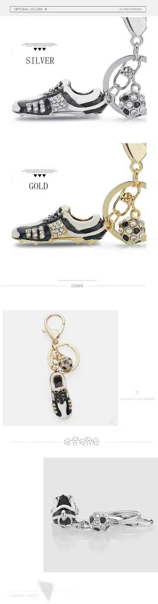 Crystal Football Soccer Shoes Rhinestone Keychains For Car Purse Bag Buckle Pendant Keyrings Key Chains Women Gift K258 14