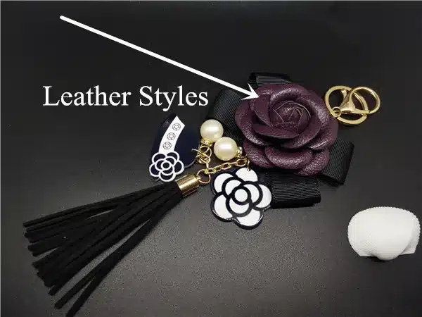 Black&White Male&Female Keychain for Bag Plush Car Key Ring Car Key Pendant Camellia Flower Hat Tassel cc Style Key Chain 13