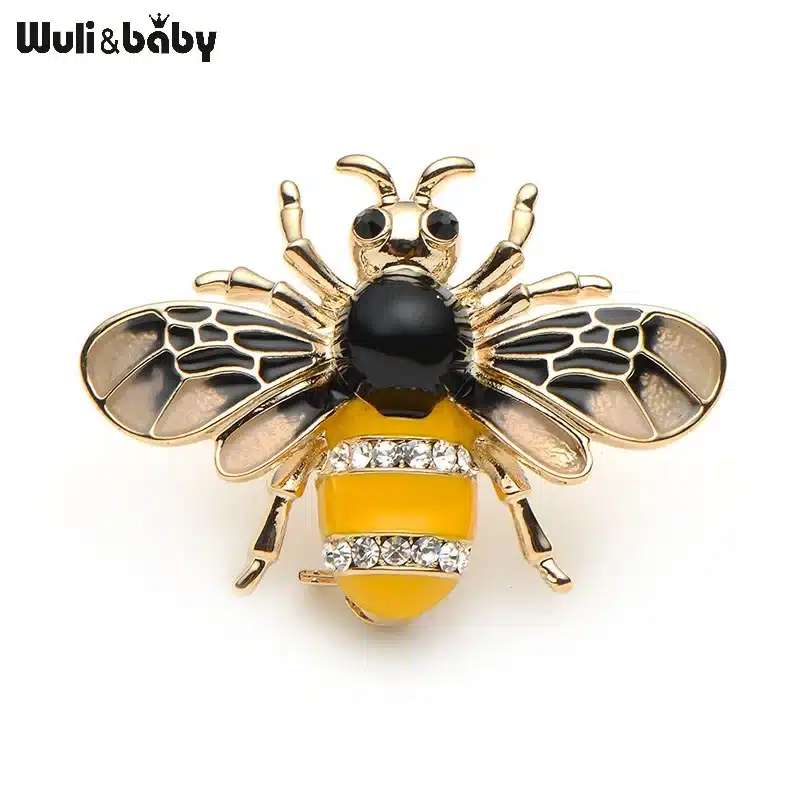 Wuli&baby Insect Bee Brooches Pines Metalicos Enamel Pins Metal Insect Brooche Banquet Broche Gift Hat Scarf Collar Cuff Pins 9