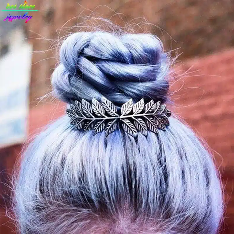 Unique Vintage Gold/Silver Plated Leaves Bun Top Hair Comb Vintage Wedding Hair Accessories Bijoux 11