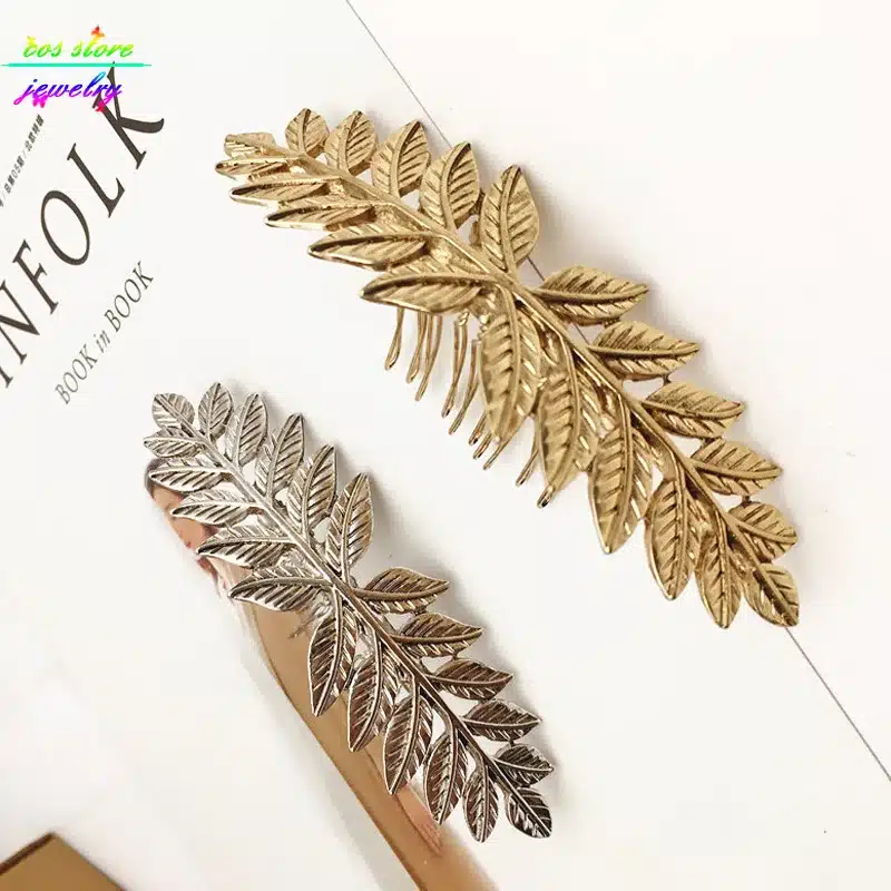 Unique Vintage Gold/Silver Plated Leaves Bun Top Hair Comb Vintage Wedding Hair Accessories Bijoux 12