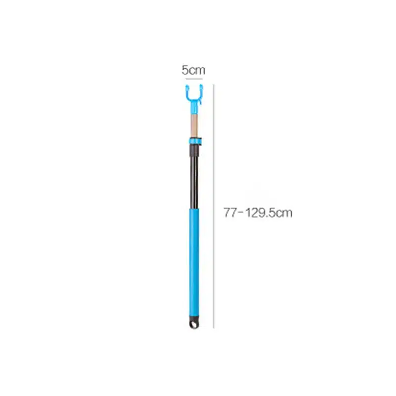 1.29m/0.77m Length Retractable Rods Adjustable Clothing Fork With Hanger Iron Pipe Clothesline Pole Pick Clothes Hanger 1