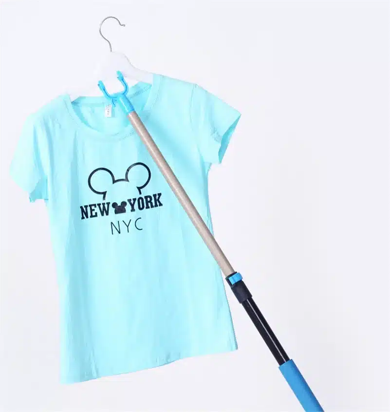 1.29m/0.77m Length Retractable Rods Adjustable Clothing Fork With Hanger Iron Pipe Clothesline Pole Pick Clothes Hanger 9