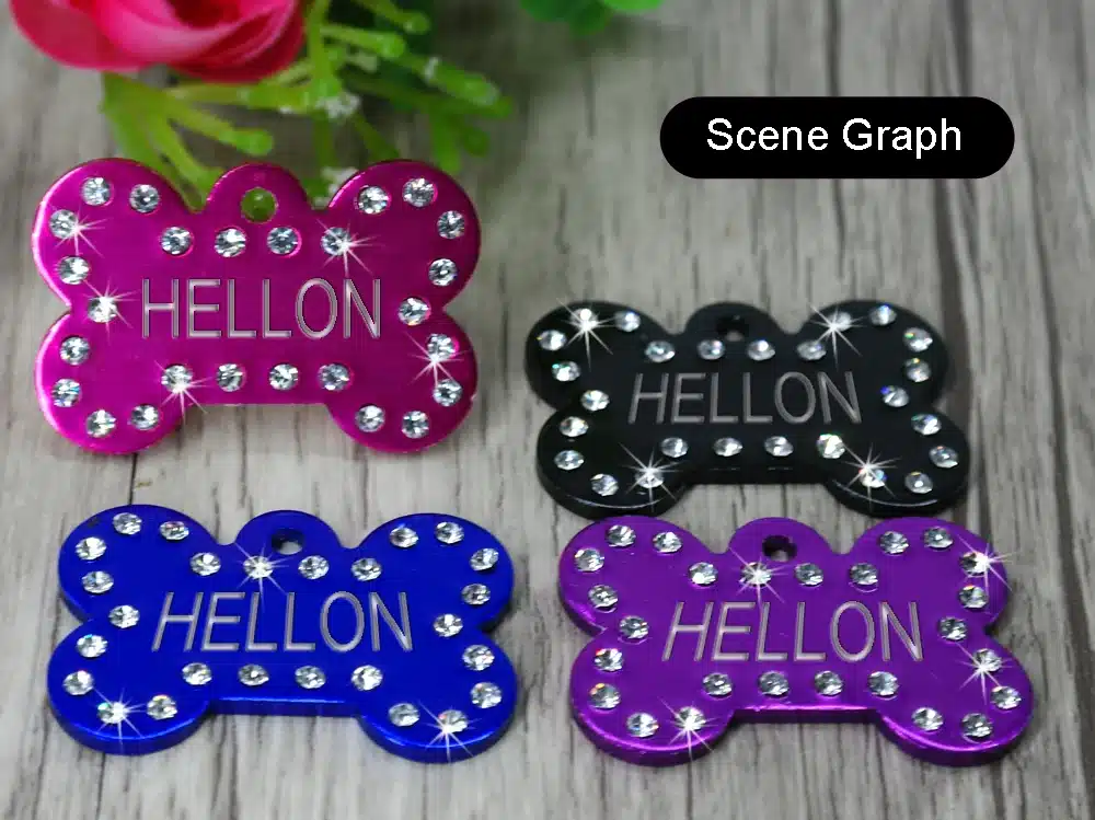 Engraved Pet Dog Tags Custom Cat ID Name Tags for Pets Personalized Paw Bone Shape FREE Gift S L 18