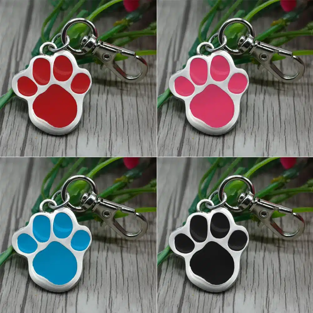 Engraved Pet Dog Tags Custom Cat ID Name Tags for Pets Personalized Paw Bone Shape FREE Gift S L 23