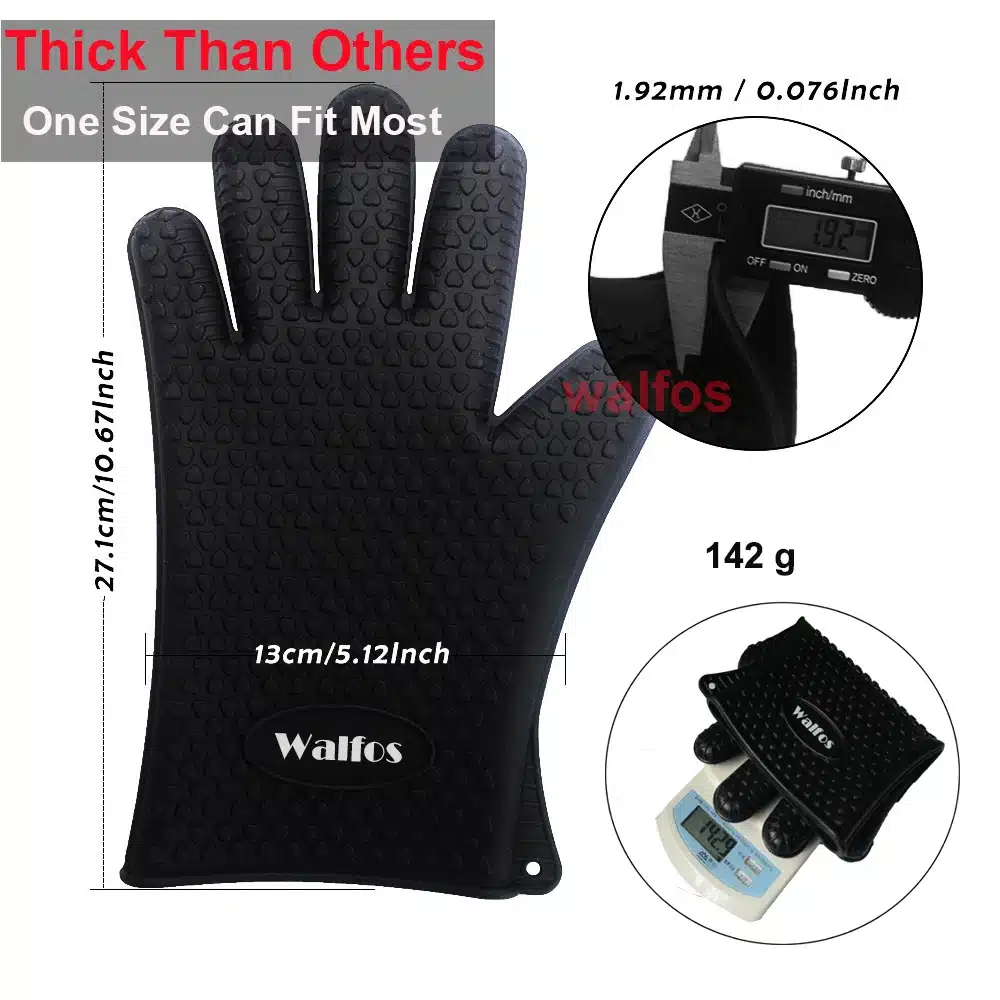 WALFOS 1 piece food grade Cooking Baking BBQ glove Heat Resistant Silicone BBQ Grill Glove barbecue grilling glove BBQ tools 18