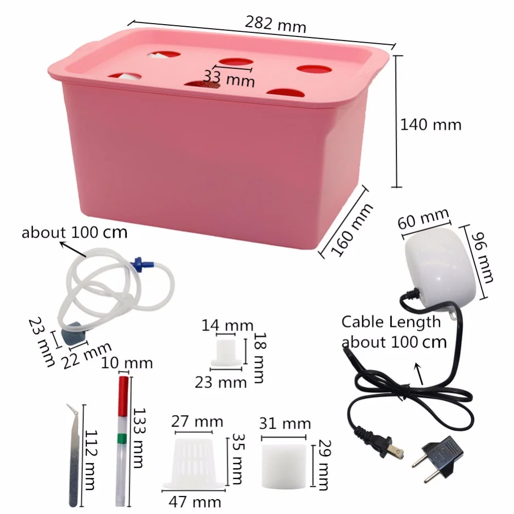 1 sets 220V/110V Plant Site Hydroponic Systems 6 Holes nursery pots Soilless cultivation plant seedling Grow Kit 4