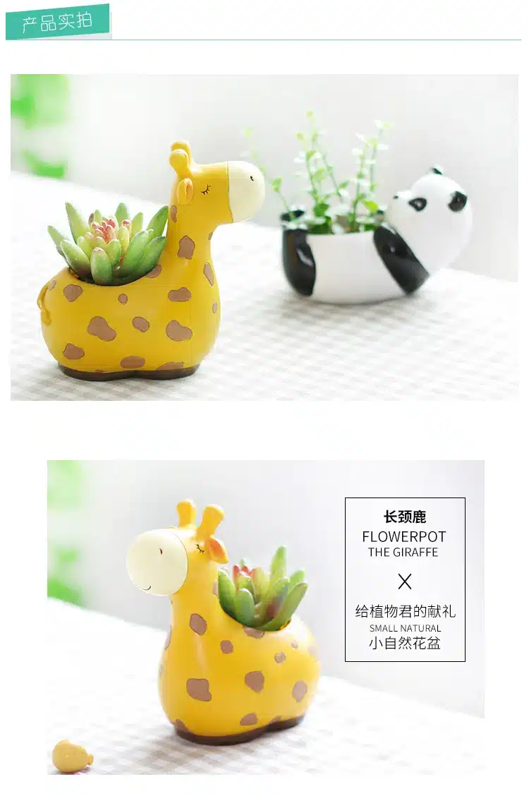 6 Design Modern Cartoon Succulent cute Plant Pot Resin Creative Handicraft Animals Shape Desktop Decoration Flower Pots 2