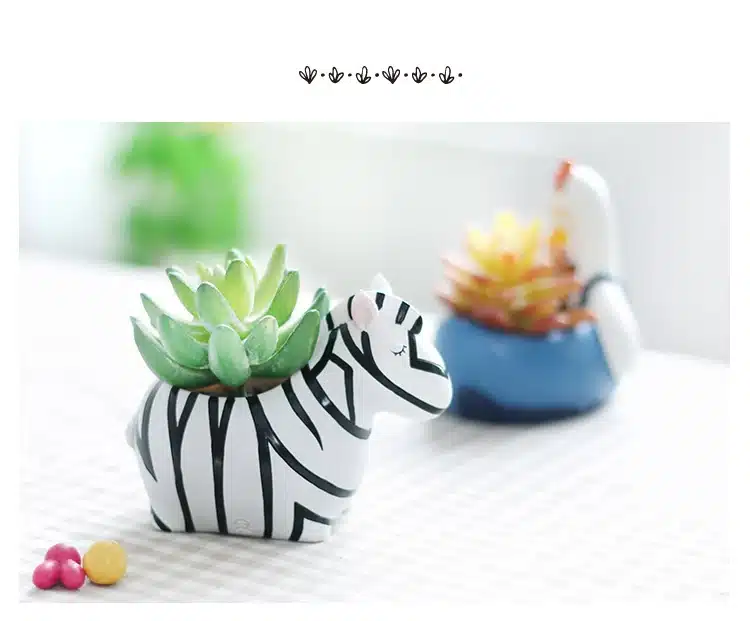 6 Design Modern Cartoon Succulent cute Plant Pot Resin Creative Handicraft Animals Shape Desktop Decoration Flower Pots 5
