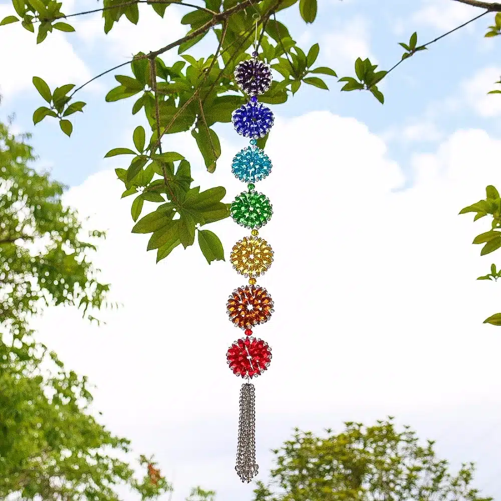 H&D Crystal Rainbow Chakra Muladhar Dream Catcher Octagonal Pendants Wall Hanging Decoration Ornament Fengshui Home Party Decor 12