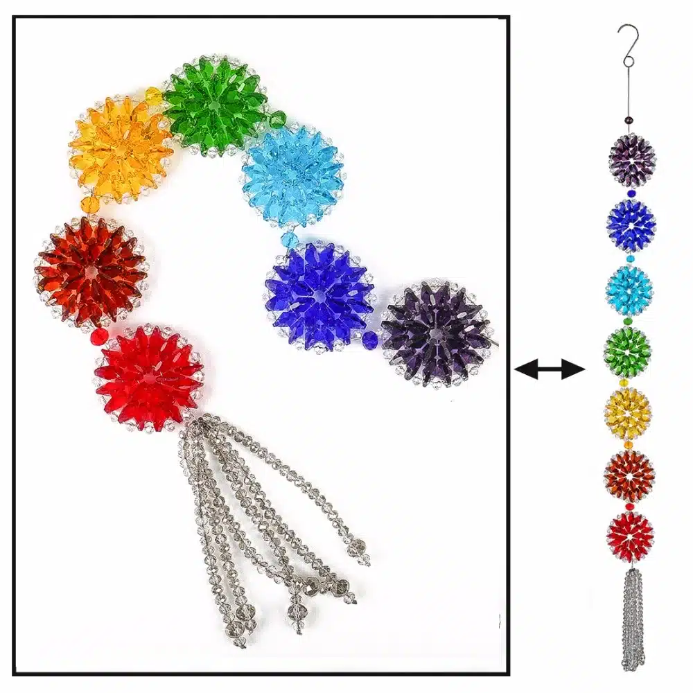 H&D Crystal Rainbow Chakra Muladhar Dream Catcher Octagonal Pendants Wall Hanging Decoration Ornament Fengshui Home Party Decor 14