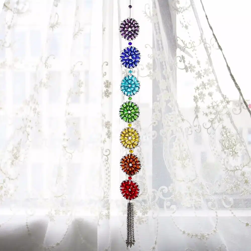 H&D Crystal Rainbow Chakra Muladhar Dream Catcher Octagonal Pendants Wall Hanging Decoration Ornament Fengshui Home Party Decor 18