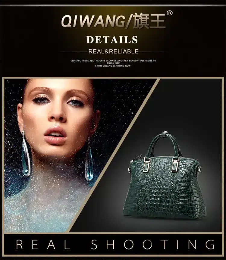 Qiwang Authentic Women Crocodile Bag 100% Genuine Leather Women Handbag Hot Selling Tote Women Bag Large Brand Bags Luxury 27