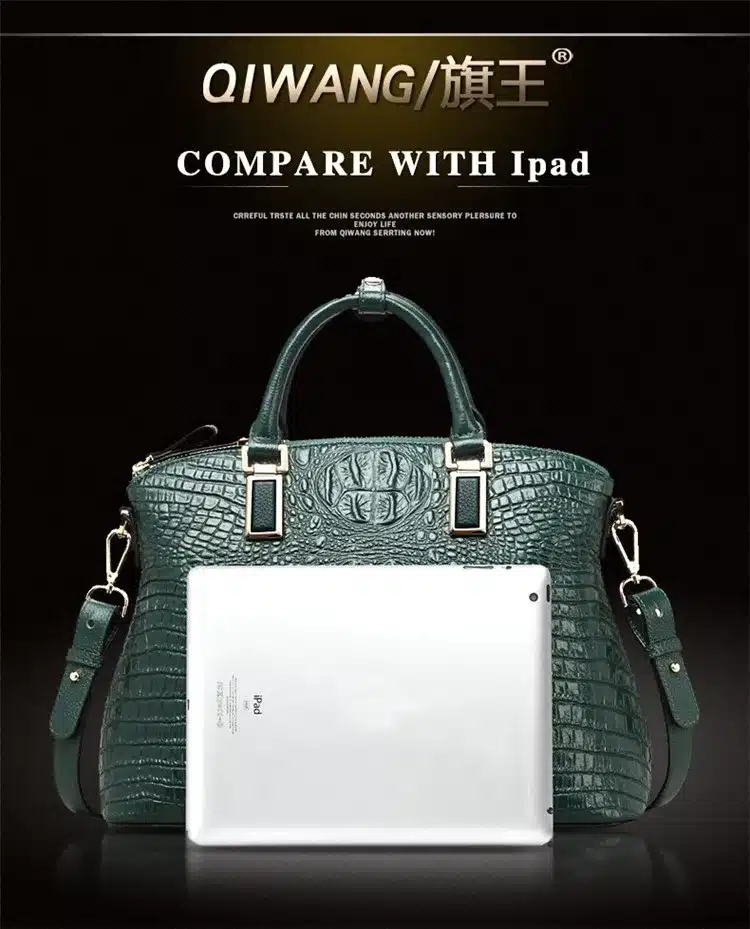 Qiwang Authentic Women Crocodile Bag 100% Genuine Leather Women Handbag Hot Selling Tote Women Bag Large Brand Bags Luxury 35
