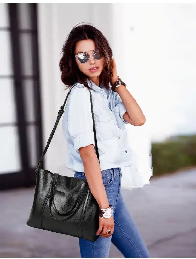 Women bag Oil wax Women's Leather Handbags Luxury Lady Hand Bags With Purse Pocket Women messenger bag Big Tote Sac Bolsos Mujer 22