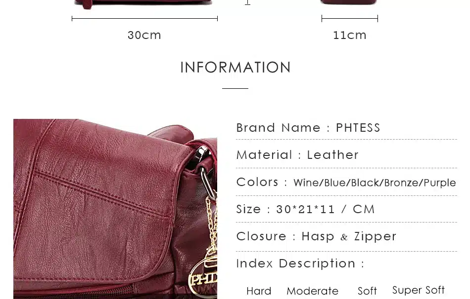 PHTESS New Female Messenger Bags Feminina Bolsa Leather Luxury Handbags Women Bags Designer 2017 Sac a Main Ladies Shoulder Bag 4