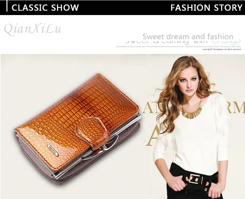 Fashion Real Patent Leather Women Short Wallets Small Wallet Coin Pocket Credit Card Wallet Female Purses Money Clip Gold color 10