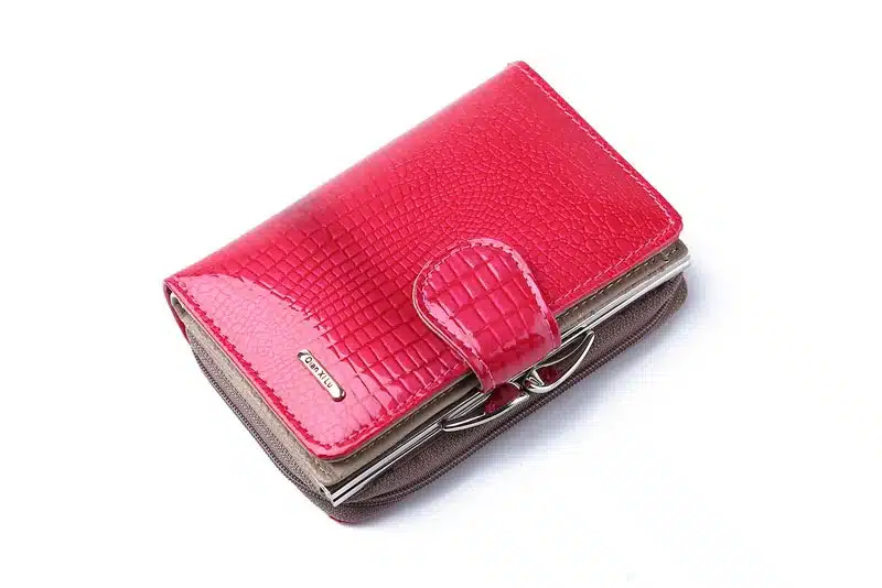 Fashion Real Patent Leather Women Short Wallets Small Wallet Coin Pocket Credit Card Wallet Female Purses Money Clip Gold color 18