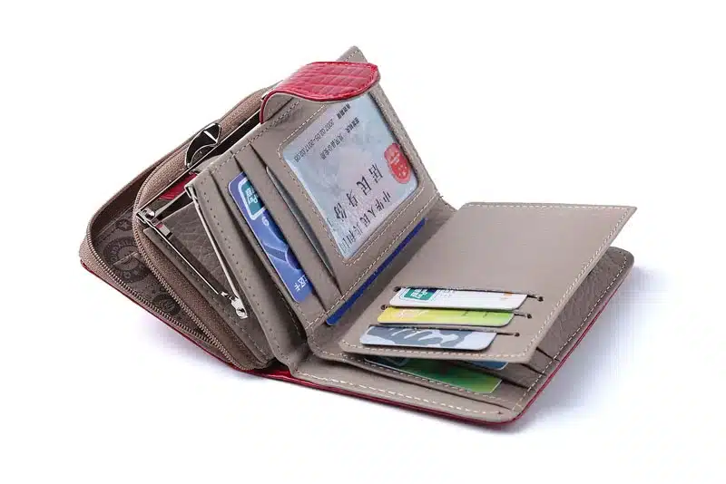 Fashion Real Patent Leather Women Short Wallets Small Wallet Coin Pocket Credit Card Wallet Female Purses Money Clip Gold color 25