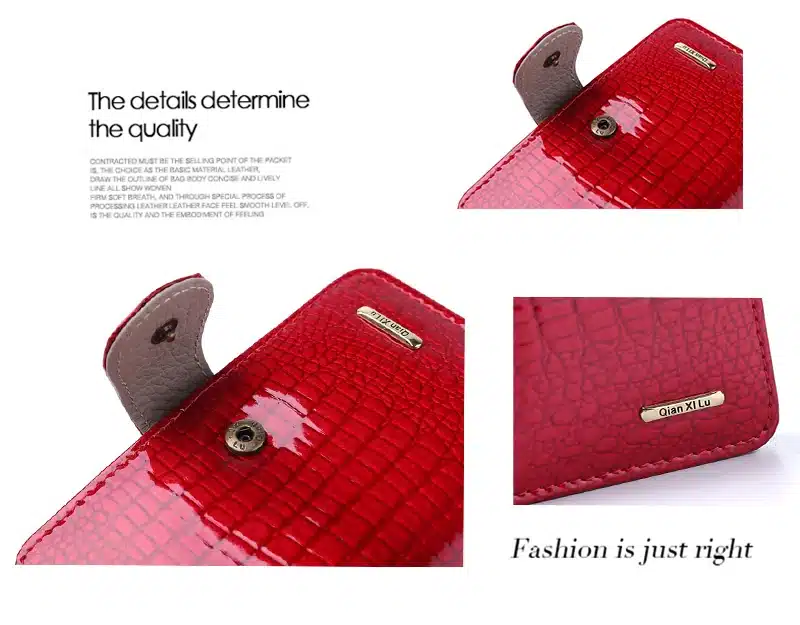 Fashion Real Patent Leather Women Short Wallets Small Wallet Coin Pocket Credit Card Wallet Female Purses Money Clip Gold color 26