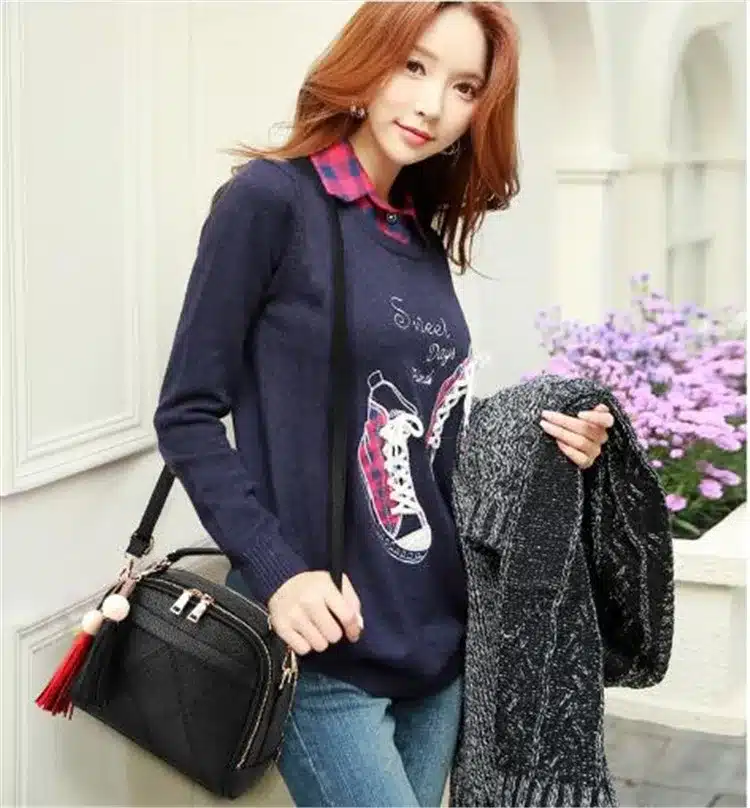 DIDA BEAR Women Small Leather Shoulder bags Girls Crossbody Messenger bag Lady Handbag and Purse Femme Sac A Epaule bolso Black 16