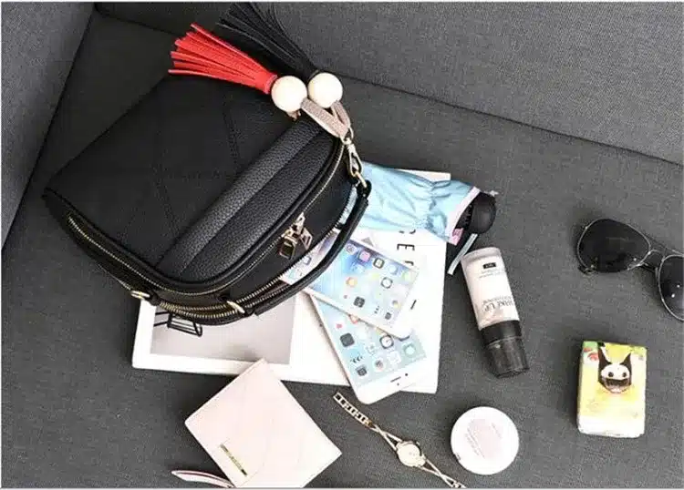 DIDA BEAR Women Small Leather Shoulder bags Girls Crossbody Messenger bag Lady Handbag and Purse Femme Sac A Epaule bolso Black 18