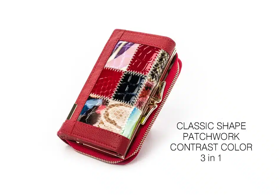 Women Luxury Brand Fashion Genuine Leather Patchwork Wallet Women Small Purse Female Short Design 9