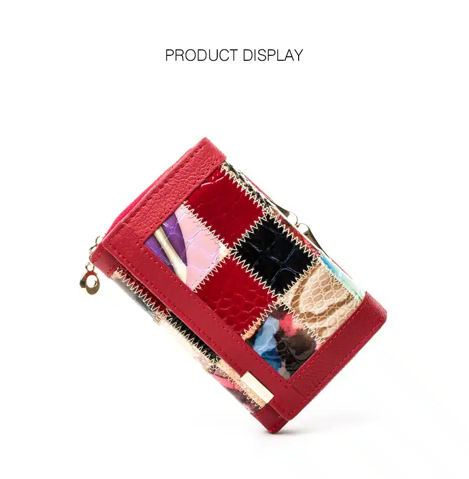 Women Luxury Brand Fashion Genuine Leather Patchwork Wallet Women Small Purse Female Short Design 12