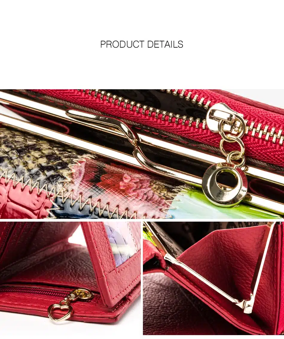 Women Luxury Brand Fashion Genuine Leather Patchwork Wallet Women Small Purse Female Short Design 18