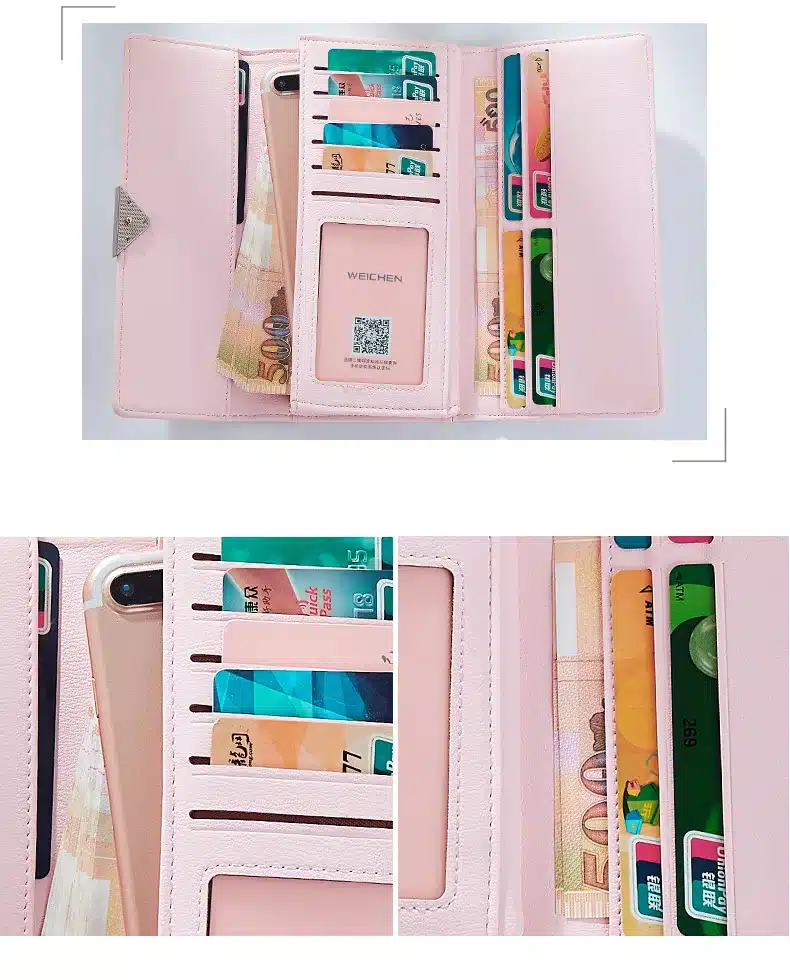 2018 Brand Lovely Leather Long Women Wallet Girls Change Clasp Purse Female Money Coin Card Holders Lady Clutch Wallets Carteras 31