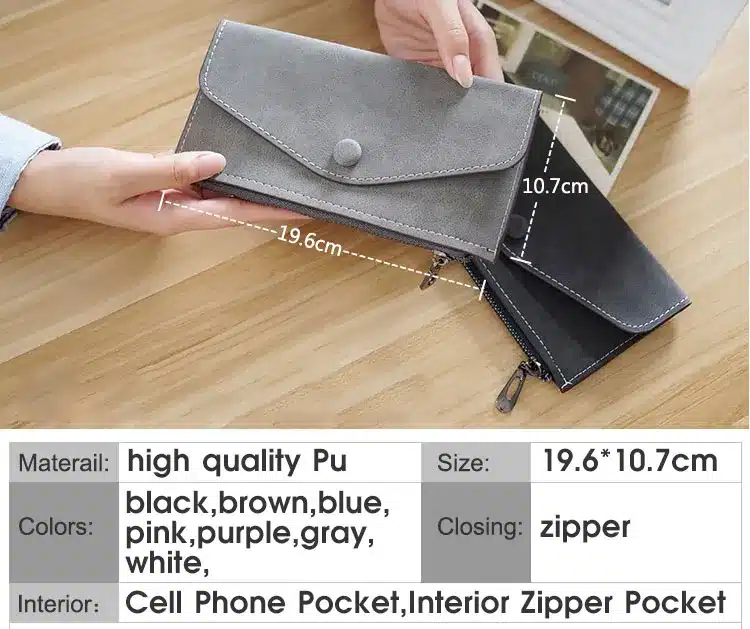 2017 matte leather women's wallet zipper bag vintage female wallet purse fashion card holder phone pocket long women wallet 12