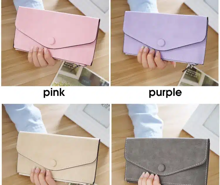 2017 matte leather women's wallet zipper bag vintage female wallet purse fashion card holder phone pocket long women wallet 14