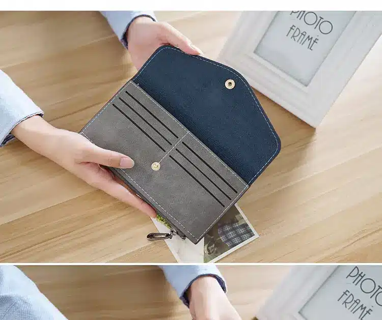 2017 matte leather women's wallet zipper bag vintage female wallet purse fashion card holder phone pocket long women wallet 16