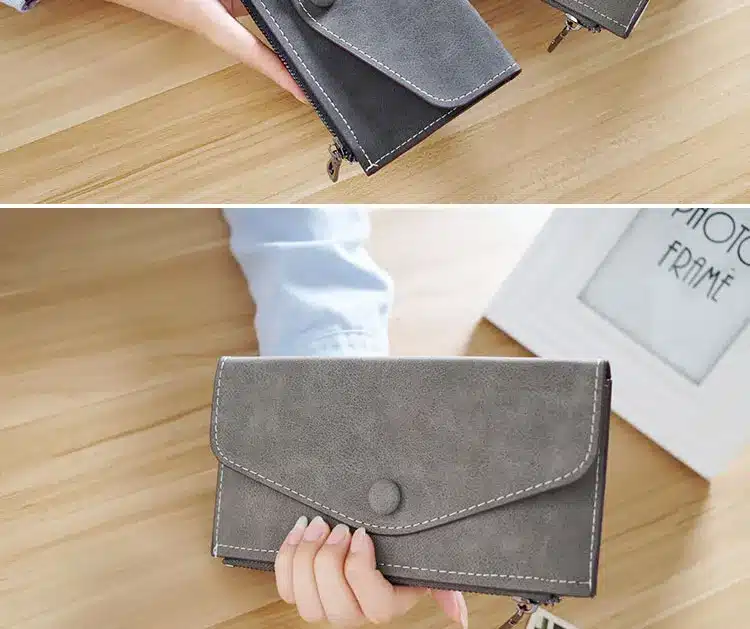 2017 matte leather women's wallet zipper bag vintage female wallet purse fashion card holder phone pocket long women wallet 19