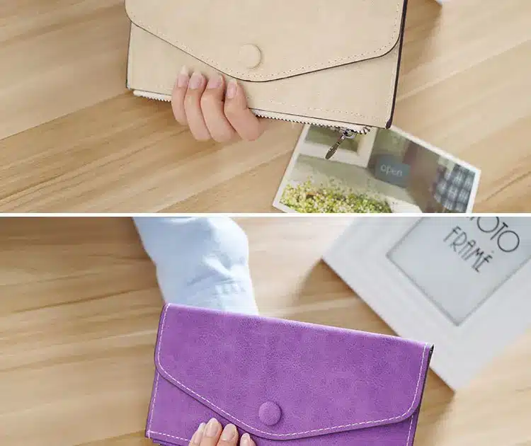 2017 matte leather women's wallet zipper bag vintage female wallet purse fashion card holder phone pocket long women wallet 18