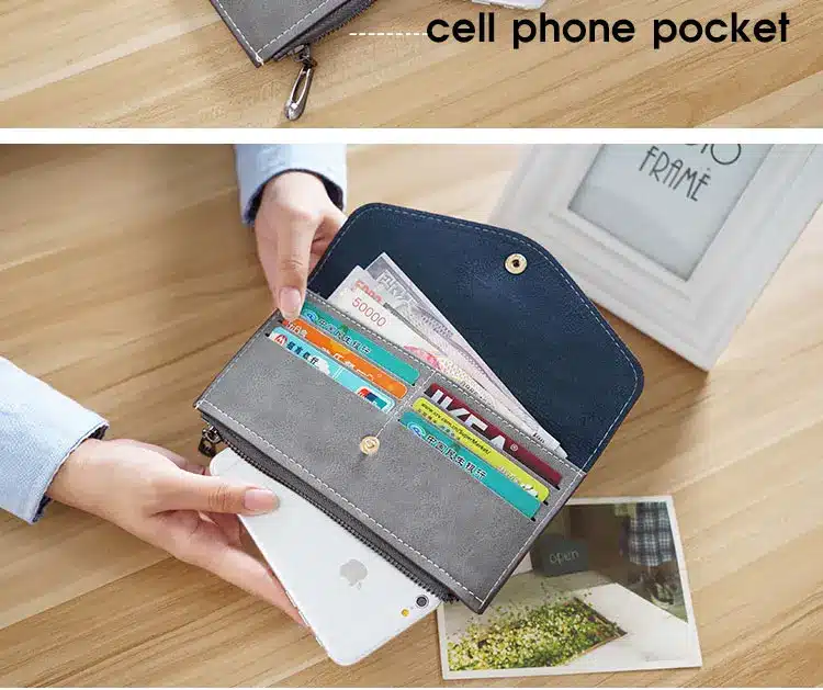 2017 matte leather women's wallet zipper bag vintage female wallet purse fashion card holder phone pocket long women wallet 26