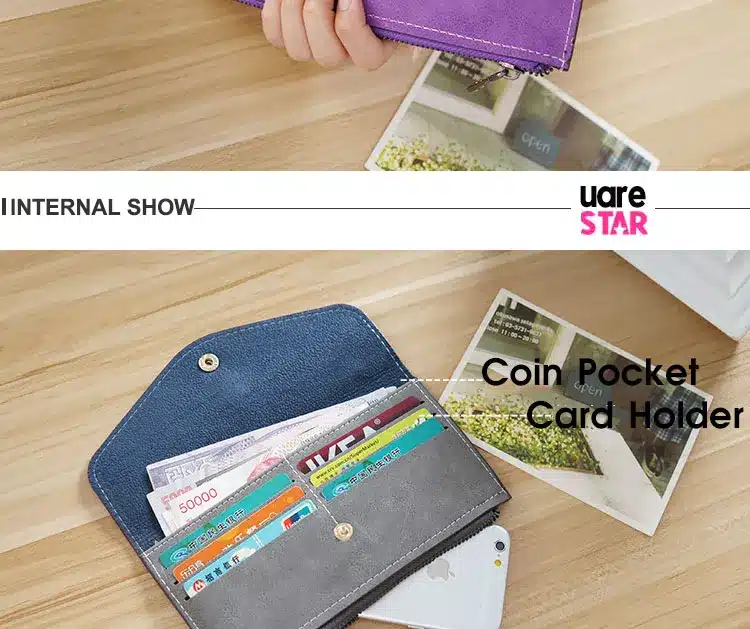 2017 matte leather women's wallet zipper bag vintage female wallet purse fashion card holder phone pocket long women wallet 27