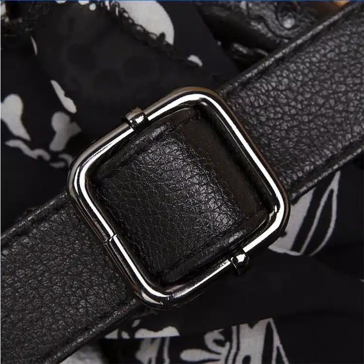 HISUELY 2017 Vintage Skull Shoulder Bags Women Bucket Pu Leather With Silk Female Black Handbags Ladies Casual Chain Tote Bag 24