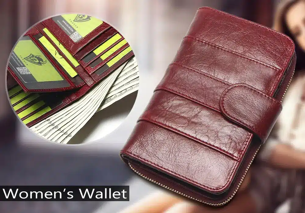 2018 New Style Layer Of Import Oil Wax Cowhide Medium Paragraph Buckle Leather Wallet Women's High Quality Purse 8