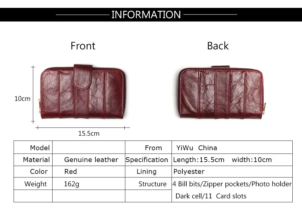 2018 New Style Layer Of Import Oil Wax Cowhide Medium Paragraph Buckle Leather Wallet Women's High Quality Purse 9