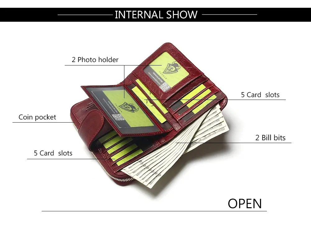 2018 New Style Layer Of Import Oil Wax Cowhide Medium Paragraph Buckle Leather Wallet Women's High Quality Purse 10