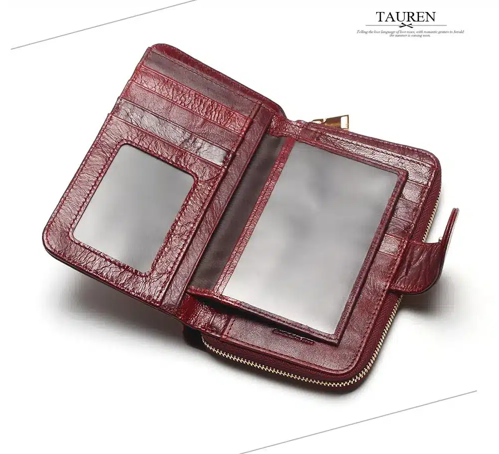 2018 New Style Layer Of Import Oil Wax Cowhide Medium Paragraph Buckle Leather Wallet Women's High Quality Purse 12